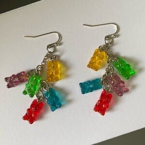 Multicolor Long Dangle Gummy Bears Earrings